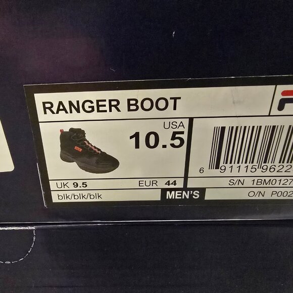 Fila Ranger Boot Mid-Top Suede Shoes Black / Orange 1BM01277-001 Mens Size 10.5 - Picture 9 of 14